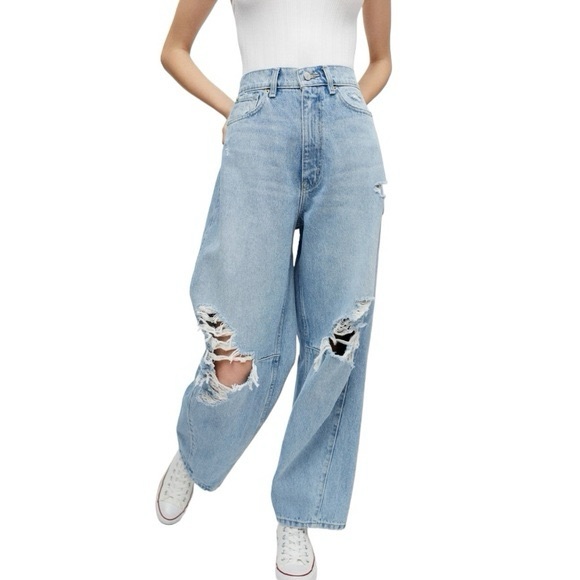 BDG Denim - BDG Light Blue Distressed Wide Leg Jeans